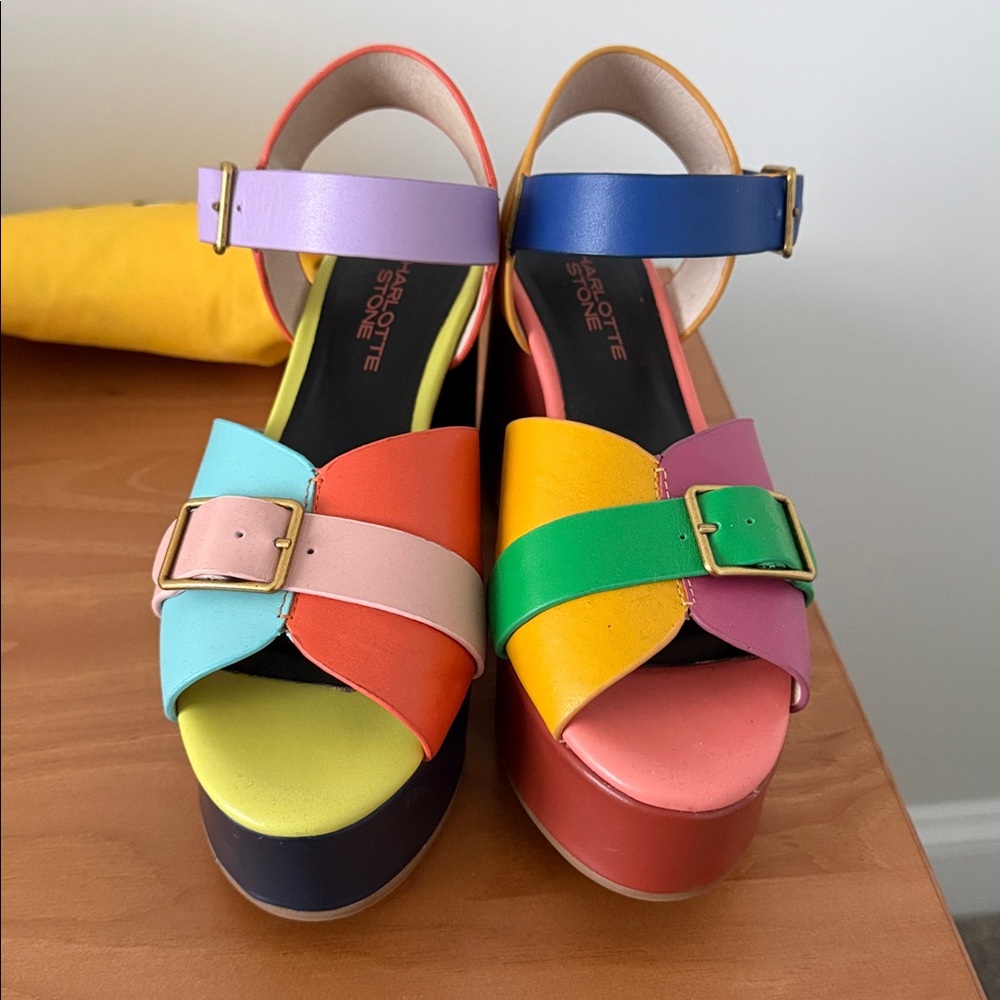 Charlotte Stone Raf Heeled Platform Sandal in Solimar Size 6 - Picture 8 of 14